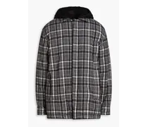 Checked cotton-flannel hooded overshirt - Gray