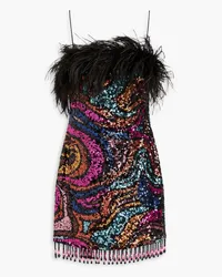 Rebecca Vallance Kaia feather-trimmed sequined tulle mini dress - Pink Pink