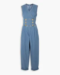 Balmain Button-embellished denim jumpsuit - Blue Blue