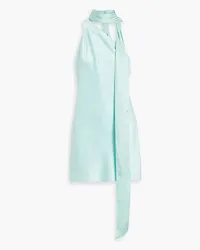 Alice + Olivia Alice Olivia - Leola one-shoulder draped satin-crepe mini dress - Blue Blue