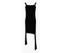Asymmetric stretch-ponte mini dress - Black