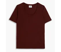 Tibo linen-blend jersey T-shirt - Brown