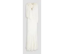 Greco ruffled silk-chiffon maxi dress - White
