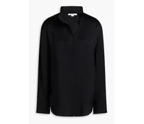 Pleated silk-charmeuse shirt - Black