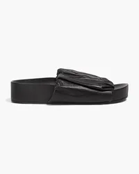 Jil Sander Ruched leather slides - Black Black