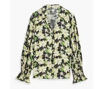 Alice Olivia - Julius floral-print satin-twill blouse - Green