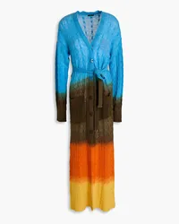 Etro Dégradé cable-knit wool midi shirt dress - Multicolor Multicolor