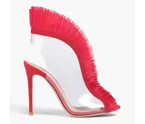 Gianvito Rossi Vamp tulle-trimmed suede and PVC sandals - Red Red