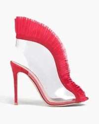 Gianvito Rossi Vamp tulle-trimmed suede and PVC sandals - Red Red