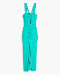 Rebecca Vallance Riccardo ruched cutout jersey midi dress - Blue Blue