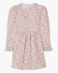 BATSHEVA Laura Ashley ruffled floral-print cotton-poplin mini dress - Pink Pink