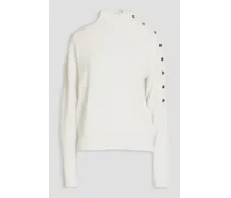 Mandarine ribbed cashmere turtleneck sweater - White