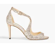 Emily 85 glittered woven sandals - Metallic