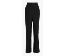 Wool-blend crepe wide-leg pants - Black