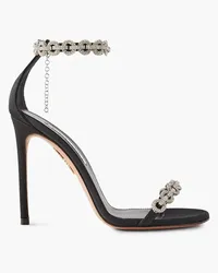 Aquazzura Love Link 105 crystal-embellished faille sandals - Black Black