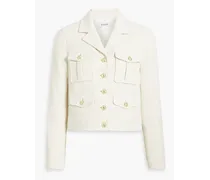Arleth cropped metallic cotton-blend tweed jacket - White