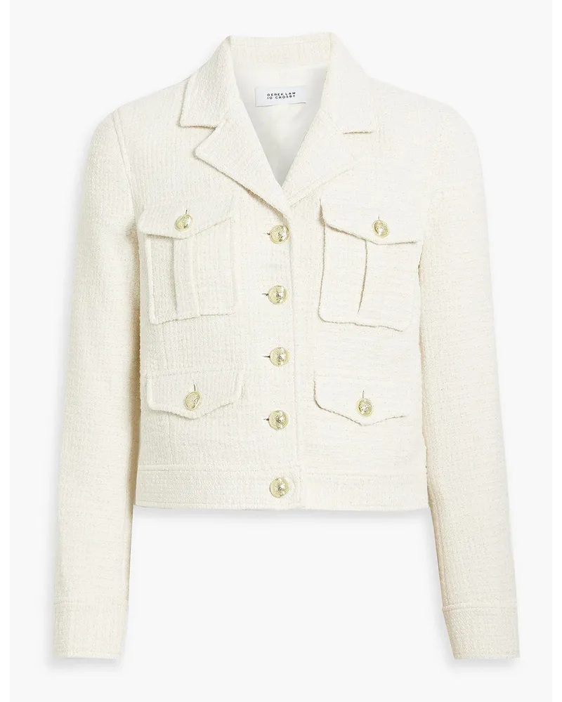 Derek Lam Arleth cropped metallic cotton-blend tweed jacket - White White