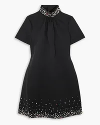 STAUD Ilana crystal-embellished cotton-blend mini dress - Black Black