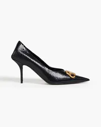 Balenciaga Embellished snake-effect leather pumps - Black Black