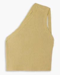 Jacquemus Ascu one-shoulder ribbed linen-blend top - Yellow Yellow