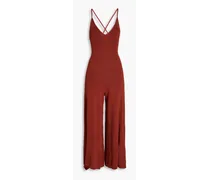 Lulie cropped knitted wide-leg jumpsuit - Red