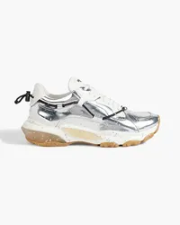 Valentino Garavani Painted mirrored-leather sneakers - Metallic Metallic