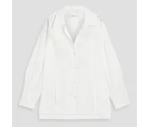 Cotton-blend poplin bralette and shirt set - White