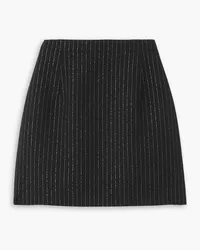 Alessandra Rich Metallic pinstriped wool-blend mini skirt - Black Black