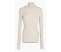 Ribbed merino wool turtleneck sweater - Neutral