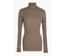 Ribbed merino wool turtleneck sweater - Neutral