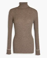 By Malene Birger Ribbed merino wool turtleneck sweater - Neutral Neutral