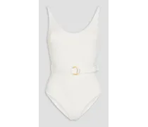 St. Tropez belted ribbed swimsuit - White