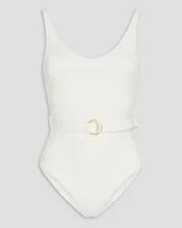 Melissa Odabash St. Tropez belted ribbed swimsuit - White White