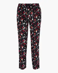 RED Valentino Cropped printed silk crepe de chine straight-leg pants - Black Black