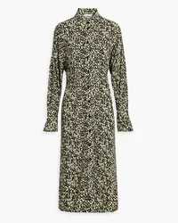 Ganni Printed crepe midi shirt dress - Yellow Yellow