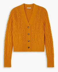 Vince Cable-knit wool and cashmere-blend cardigan - Yellow Yellow