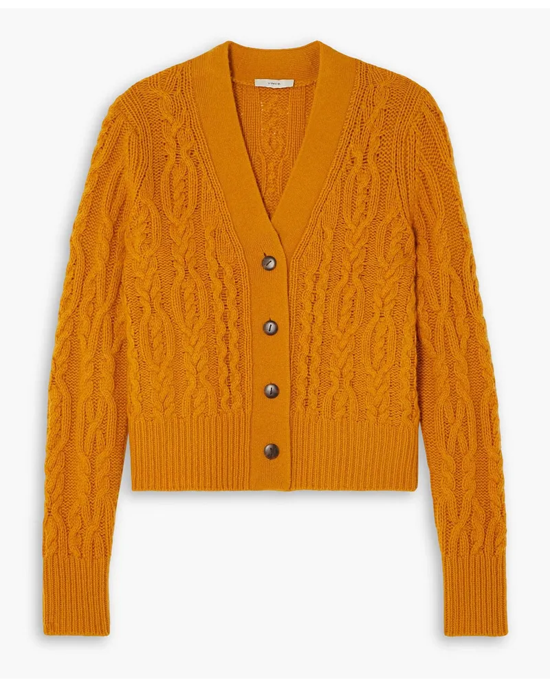 Vince Cable-knit wool and cashmere-blend cardigan - Yellow Yellow