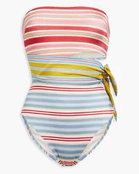 Zimmermann Cutout striped bandeau swimsuit - Blue Blue