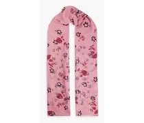 Floral-print fil coupé silk scarf - Pink - OneSize