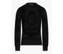 Flocked French cotton-blend terry sweatshirt - Black