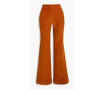 Cotton-corduroy bootcut pants - Brown