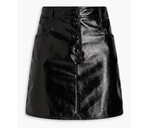 Crinkled faux patent-leather mini skirt - Black