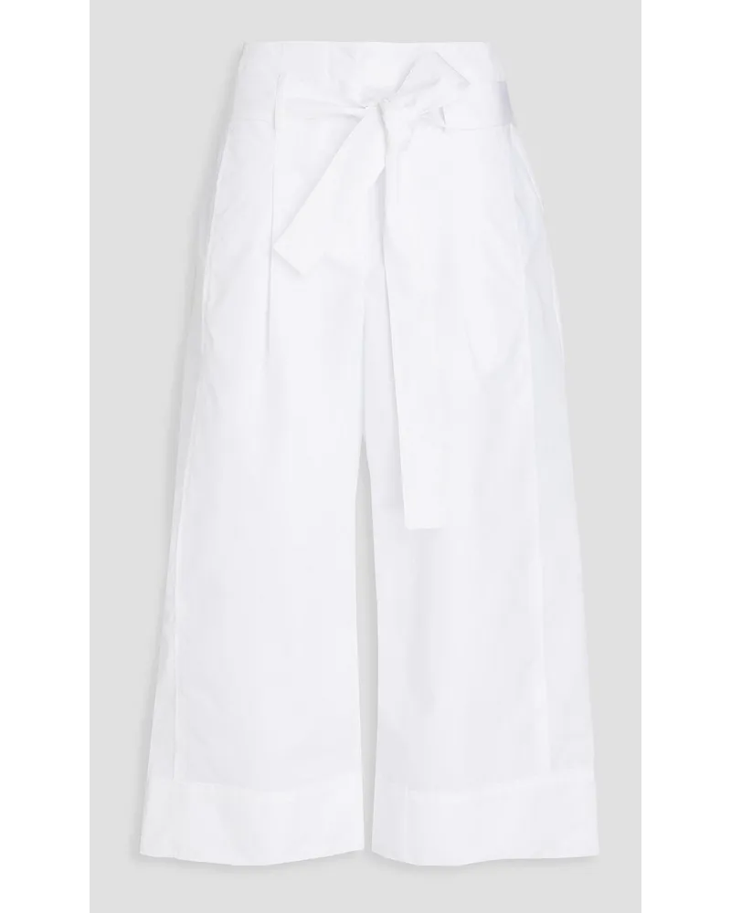 3.1 phillip lim Cropped cotton-blend poplin wide-leg pants - White White