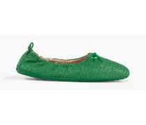 Embossed leather ballet flats - Green