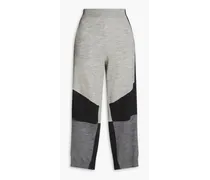 Color-block wool wide-leg pants - Gray