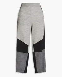 Stella McCartney Color-block wool wide-leg pants - Gray Gray