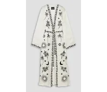 Tatiana embroidered modal kimono - White