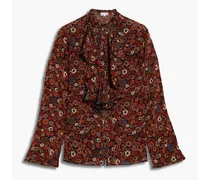 Paoli ruffled floral-print cotton-gauze shirt - Brown