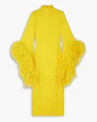 Taller Marmo Del Rio feather-trimmed crepe midi dress - Yellow Yellow