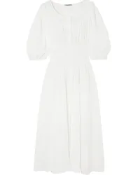 THREE GRACES Arabella shirred cotton-gauze midi dress - White White